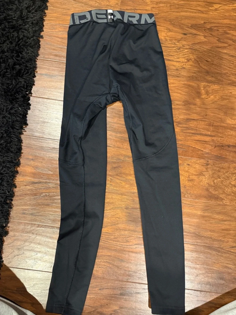 Under Armour Black Compression Tights with Gray Logo Waistband